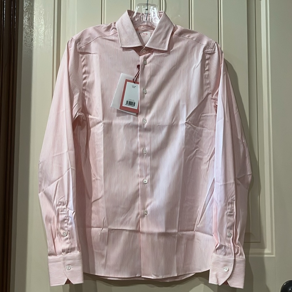 NWT Thomas Pink London Striped Shirt size 12/8/40 Slim (14.5” neck)